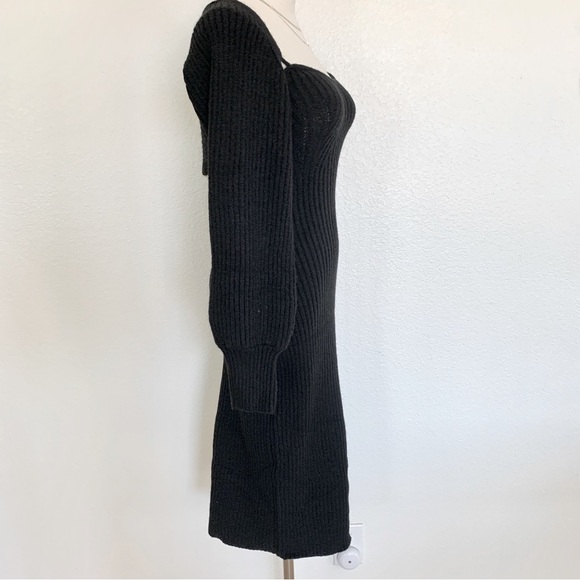 Cider Black Knit Solid Cami Split Midi Sweater Dress & Crop Top 2-Piece Set - Picture 4 of 10